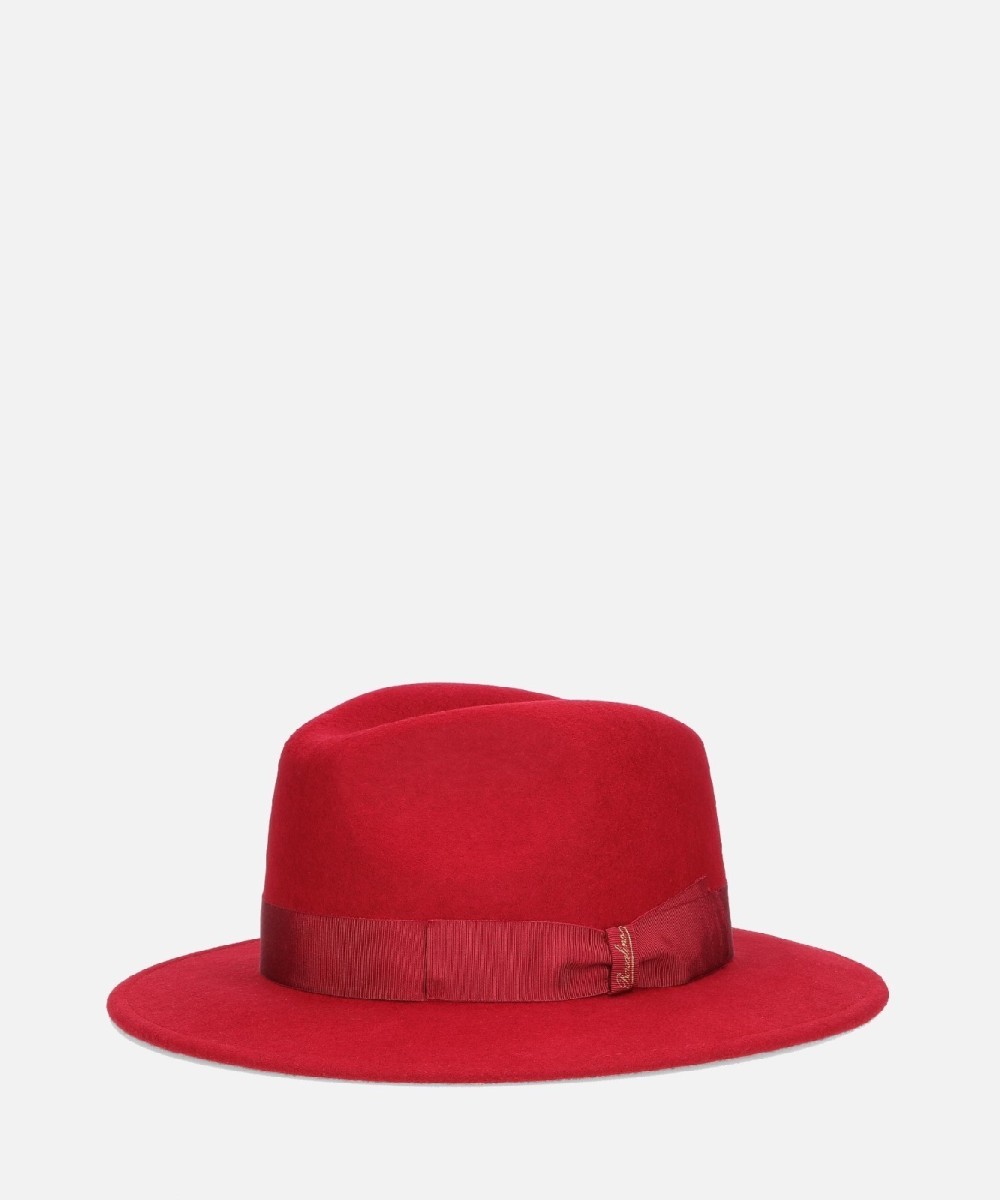 Borsalino Macho Wool Felt Fedora Hat, Red