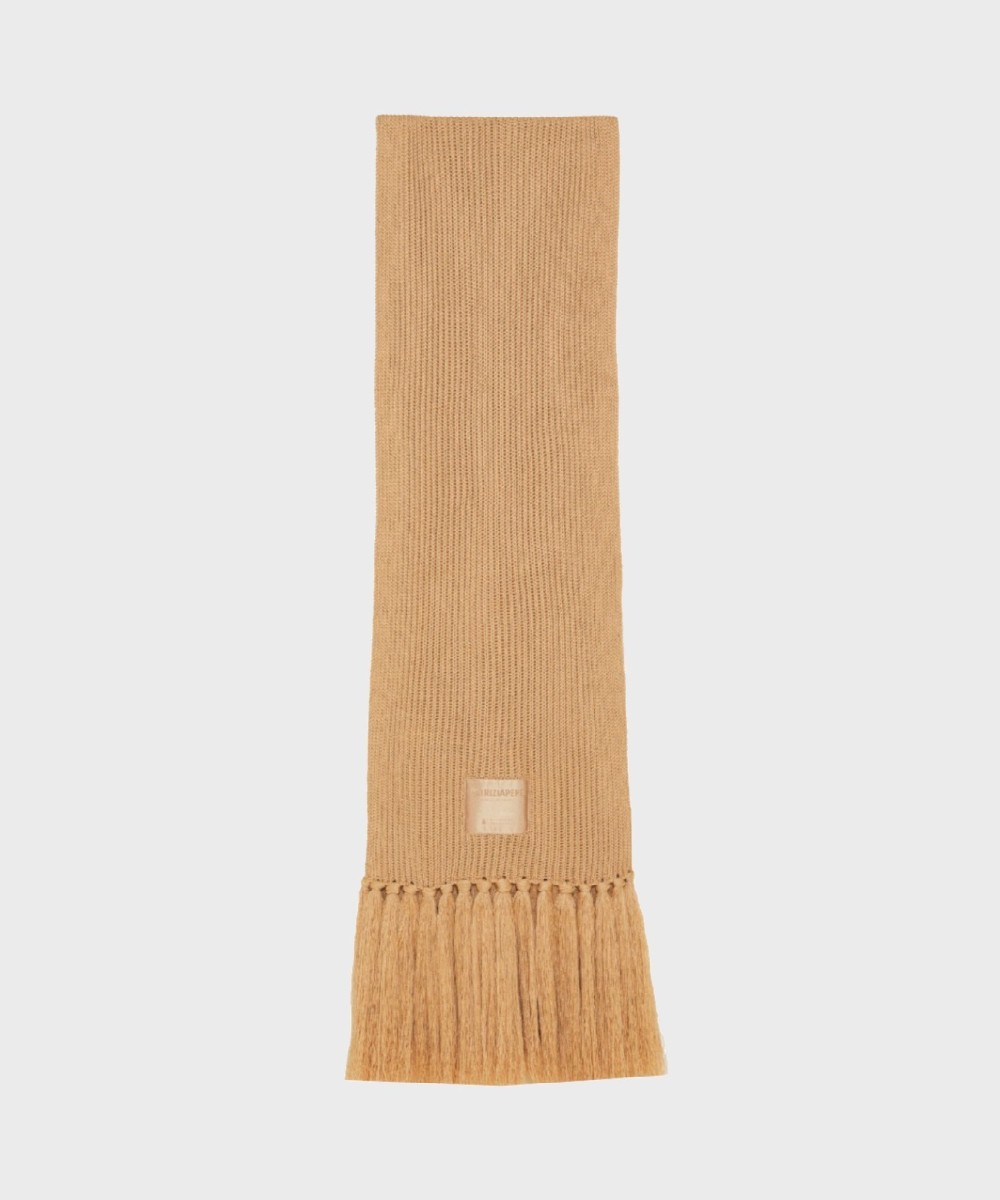 Patrizia Pepe sciarpa cozy in lana a coste beige