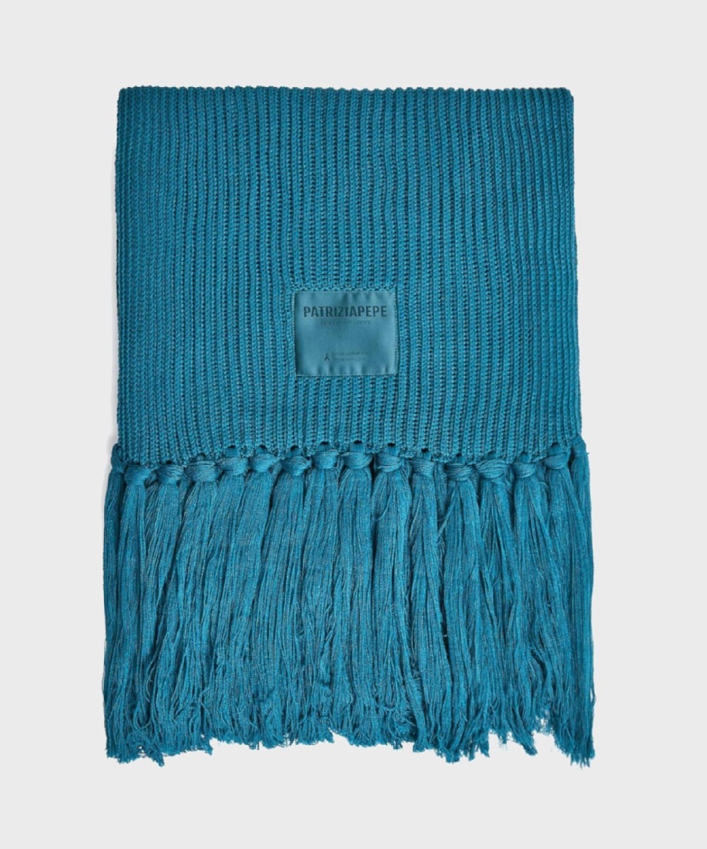 Patrizia Pepe ribbed scarf tonic turquoise