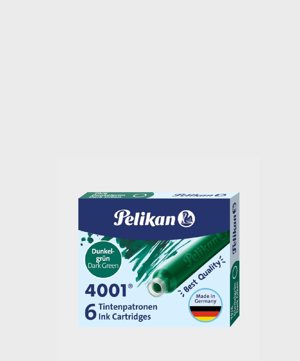 Pelikan 4001 Fountain Pen Ink Cartridges 6, Dark Green