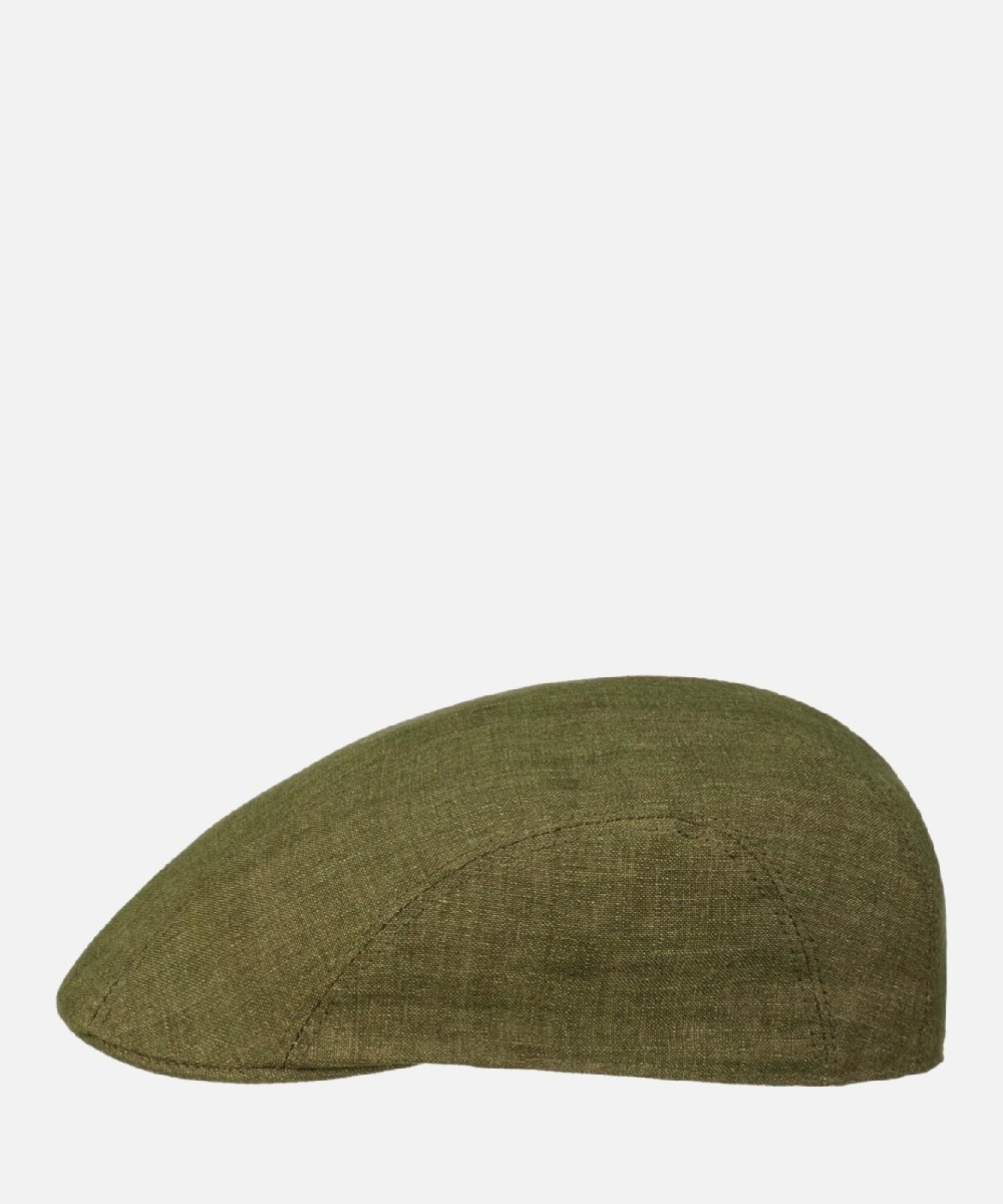 Stetson Madison linen flat cap, olive green