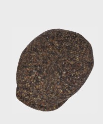 Stetson Panel Donegal wool flat cap, navy cognac