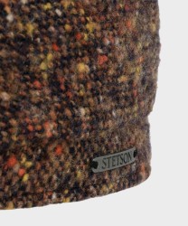 Stetson Panel Donegal wool flat cap, navy cognac