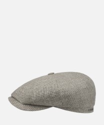Stetson Ellington flat cap in linen and fresh wool, silver grey