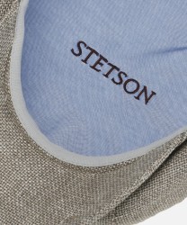 Stetson Ellington flat cap in linen and fresh wool, silver grey