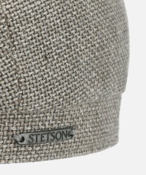 Stetson Ellington flat cap in linen and fresh wool, silver grey