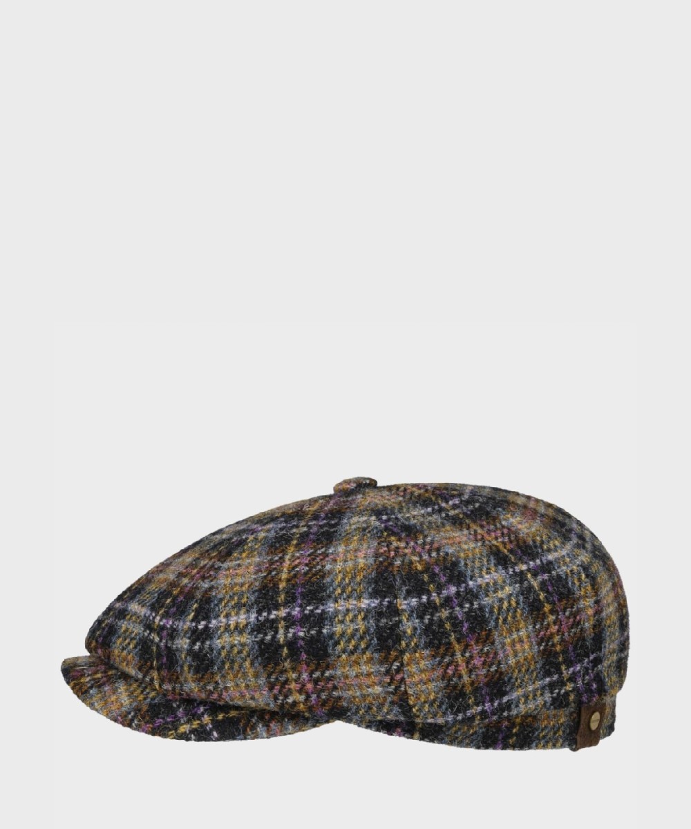 Stetson Hatteras Check Harris Tweed wool flat...