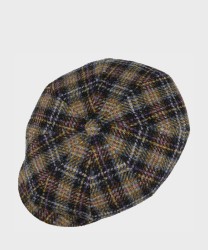 Stetson Hatteras Check coppola in lana Harris Tweed, blu navy