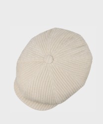Stetson Corduroy Jersey Ribbed Cap, White Wool White