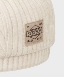 Stetson Corduroy Jersey Ribbed Cap, White Wool White