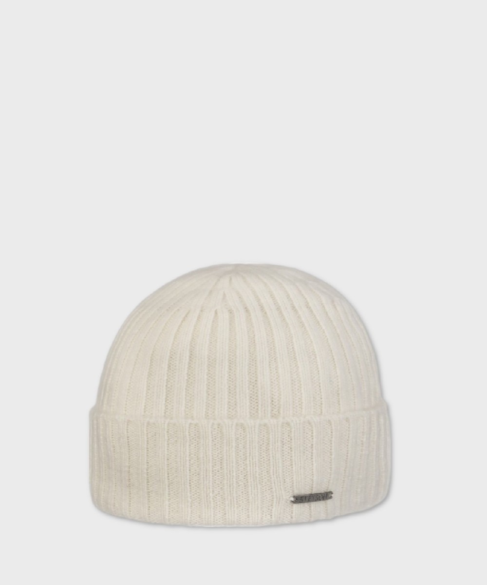 Stetson Beanie pure cashmere hat, white wool white
