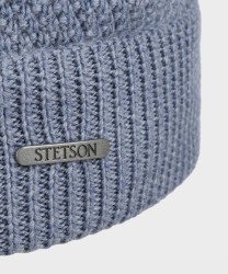 Stetson Beanie Merino Wool Knit Hat, Pale Blue