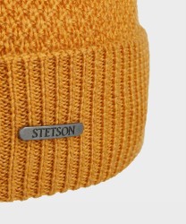 Stetson Beanie Merino Wool Knit Hat, Honey Orange