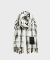 Patrizia Pepe scarf tartan pattern white off white