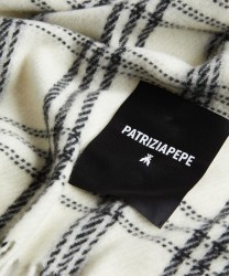 Patrizia Pepe sciarpa fantasia scozzese bianco off white