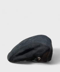 Panizza Stripe Leather Cap, Black