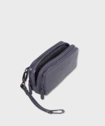 Piquadro Black Square clutch bag, 3 compartments, ocean blue