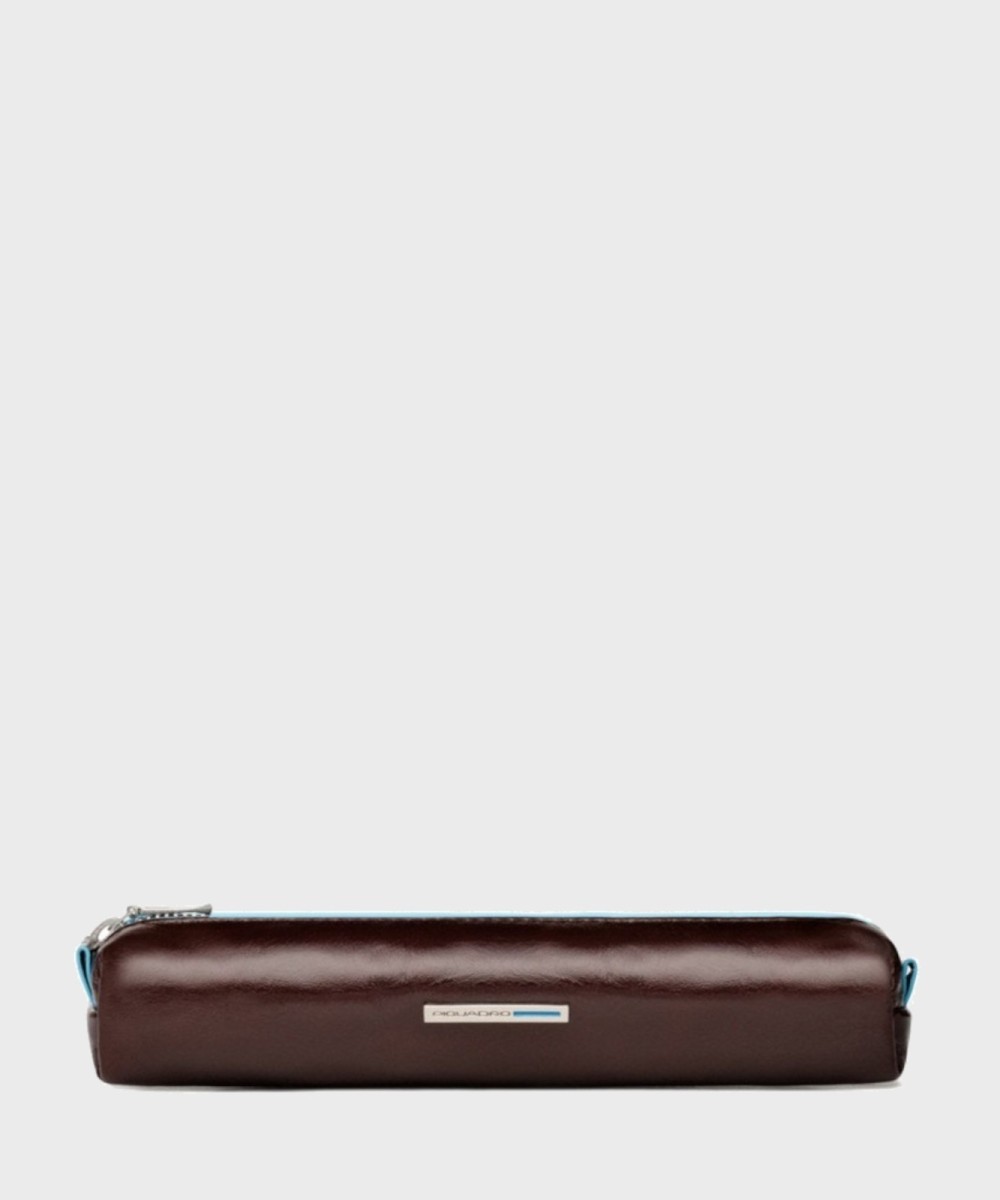 Piquadro Blue Square pen case, mahogany