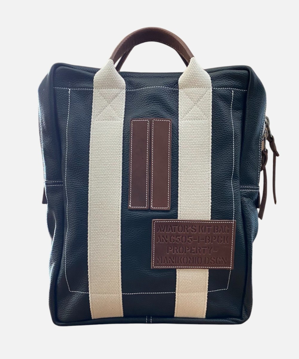 Manikomio Dsgn BPCK 15.6" laptop backpack in black leather