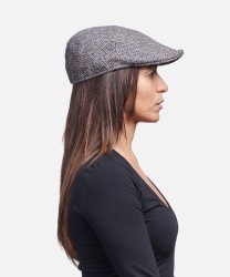 Borsalino Paris wool goose beak cap, beige blue weave