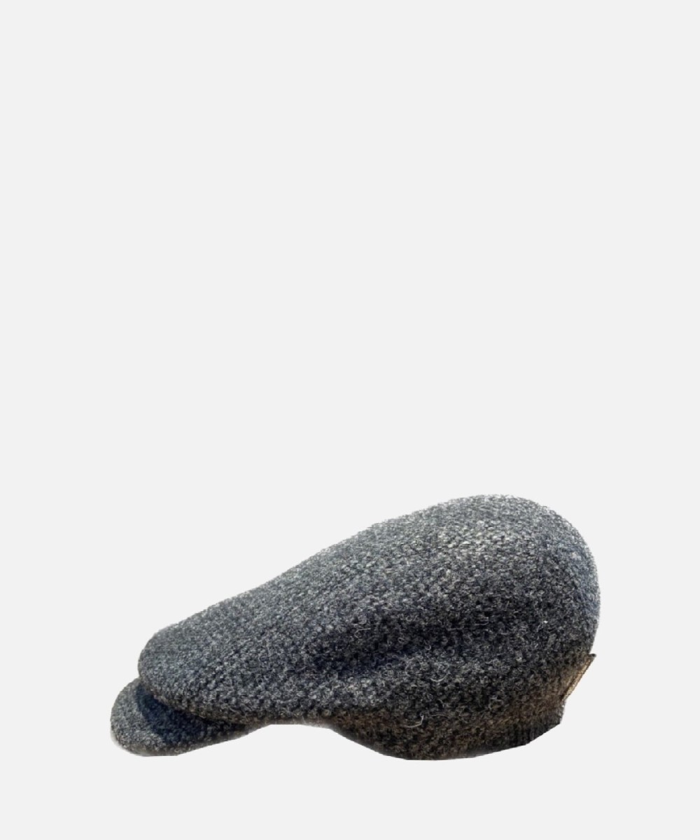 Borsalino Neil flat wool cap, textured grey