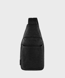Piquadro Black Square single shoulder iPad holder, black