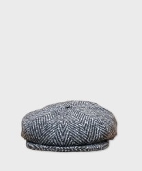 Panizza Clove 8-piece wool cap, black herringbone pattern