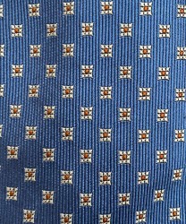 Petronius 1926 three fold silk tie, archive blue checked pattern