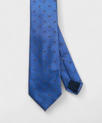 Petronius 1926 three-fold silk tie, light blue flower pattern