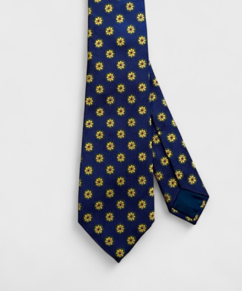 Petronius 1926 three fold silk tie, blue gold...