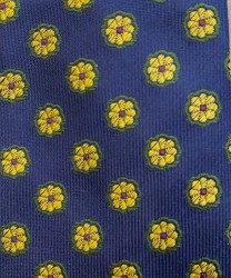 Petronius 1926 cravatta tre pieghe in seta, fantasia blu fiori