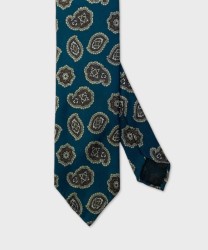 Arcuri three fold tie in wool and silk, cashmere pattern green