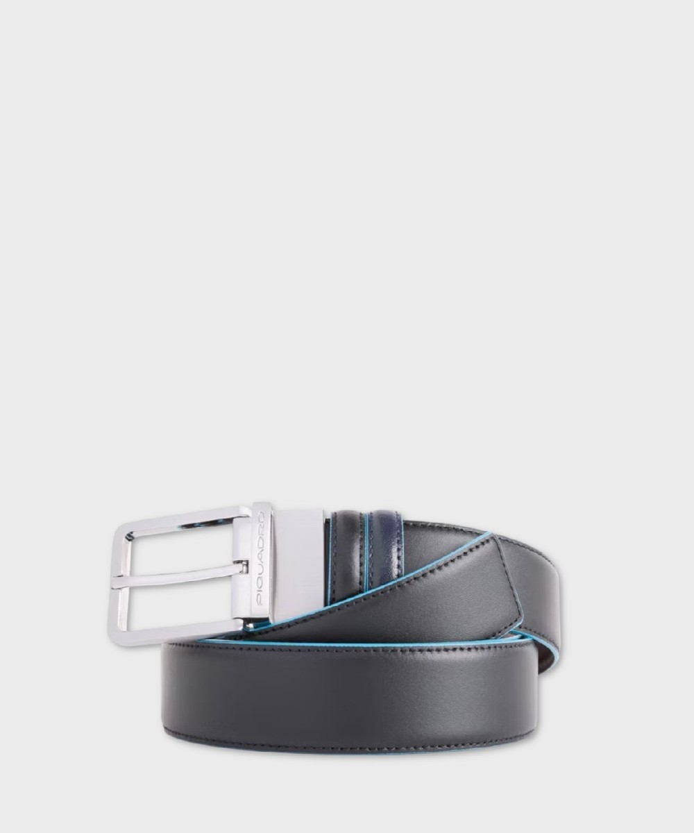 Piquadro Blue Square reversible belt, black blue