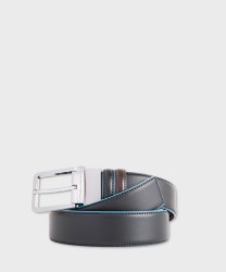 Piquadro Blue Square cintura reversibile in pelle nera e