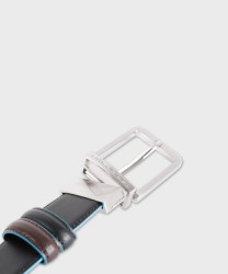 Piquadro Blue Square cintura reversibile in pelle nera e