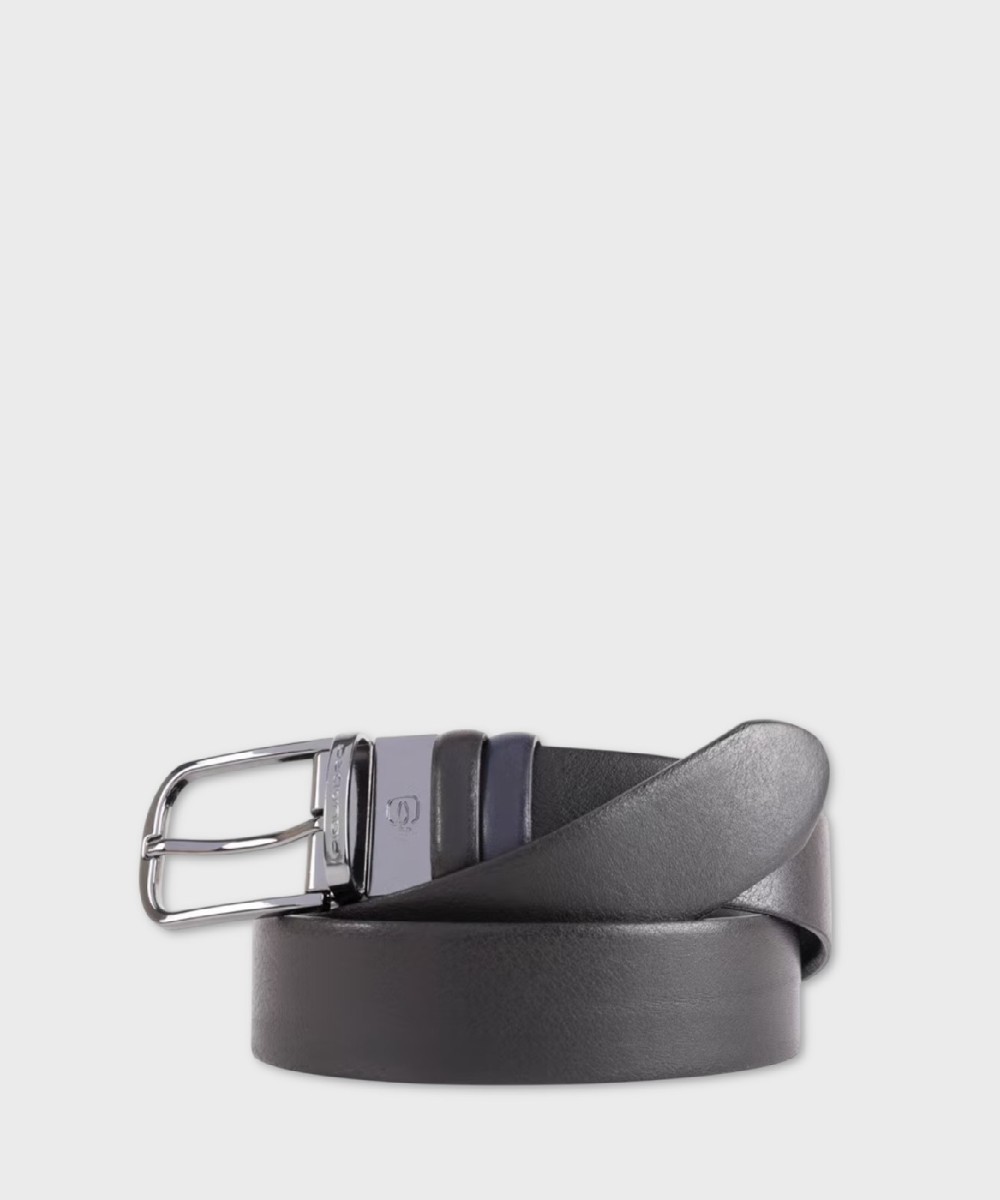 Piquadro Black Square reversible belt, black blue