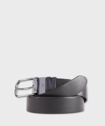 Piquadro Black Square reversible belt, black blue