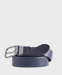 Piquadro Black Square cintura reversibile in pelle nera e blu