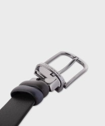 Piquadro Black Square cintura reversibile in pelle nera e blu