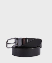 Piquadro Black Square reversible belt, black and dark brown
