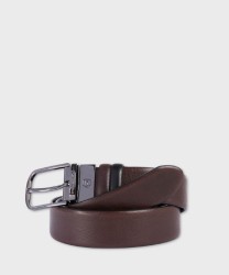 Piquadro Black Square reversible belt, black and dark brown