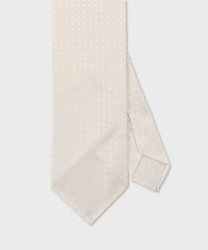Arcuri three fold silk tie, white squares flowers