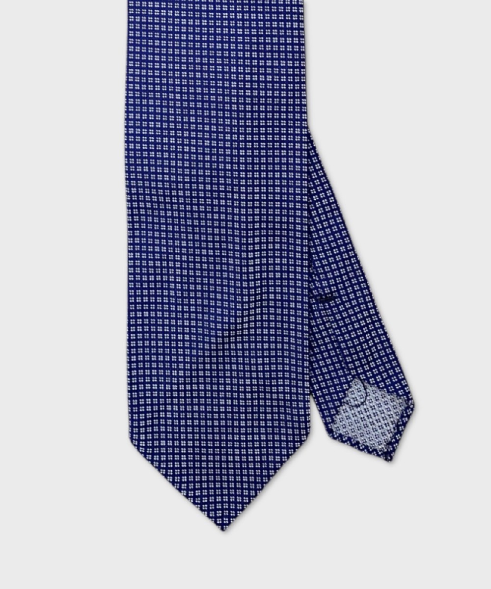 Arcuri three fold silk tie, unlined, blue with...
