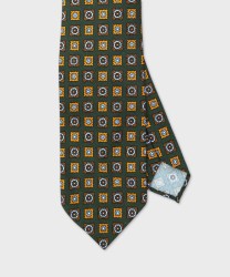 Arcuri three fold silk tie Mudder sfodearta, dark green orange