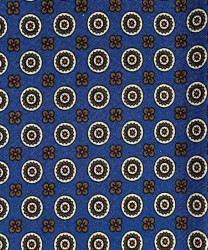 Arcuri three fold silk tie Mudder sfodearta, blue brown circles