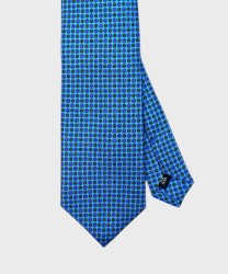 Arcuri three fold silk tie, light blue flower blue green