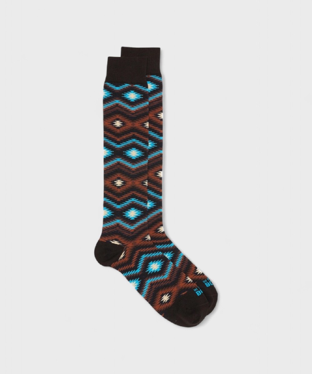 In The Box long cotton socks with ikat pattern,...