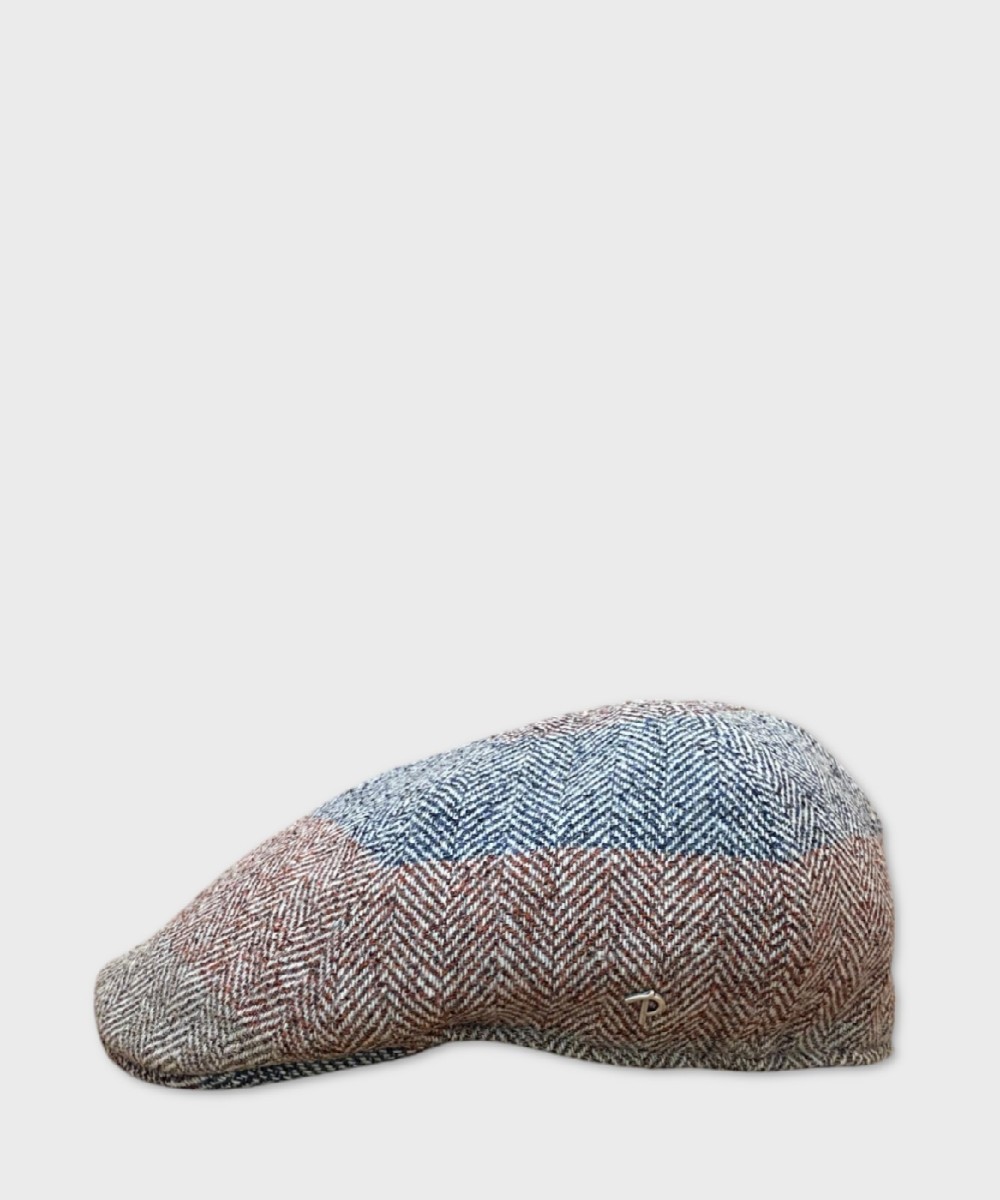 Panizza Gatsby wool cap, rust grey herringbone