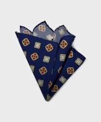 Galise Mykonos silk pocket square, blue yellow red