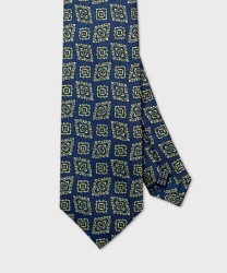 Arcuri cravatta tre pieghe in seta Jacquard, blu oro